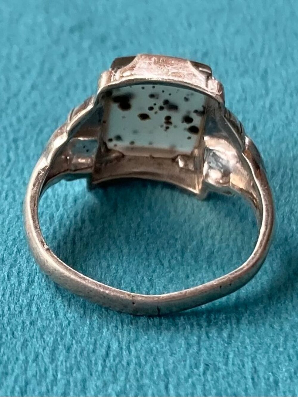 Pretty Art Deco Moss Agate Sterling Ring - Picture 3 of 5